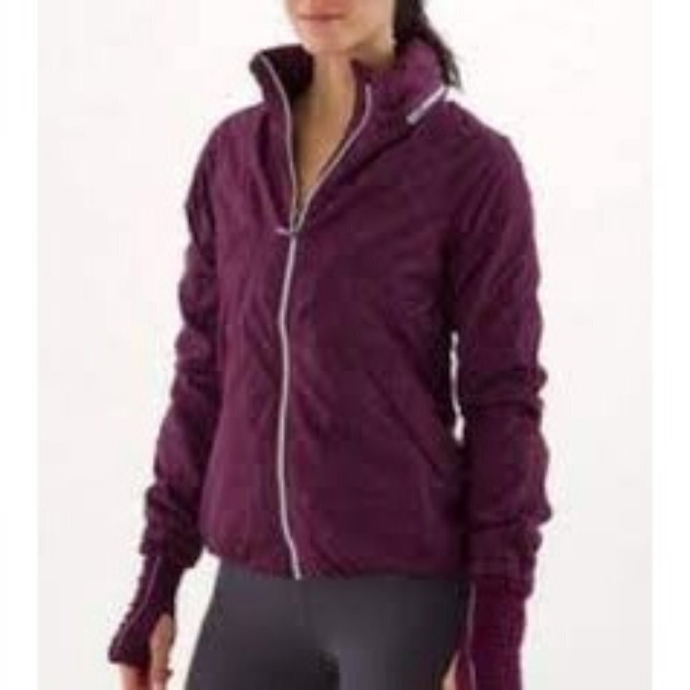 Lululemon Run Hustle Plum Purple Plaid Sz 6 Lightweight Water Resistant Jacket